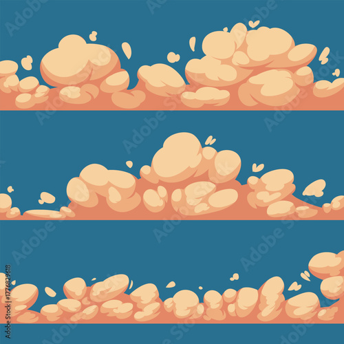 Vector of cloudscape borders cartoon clouds on blue sky