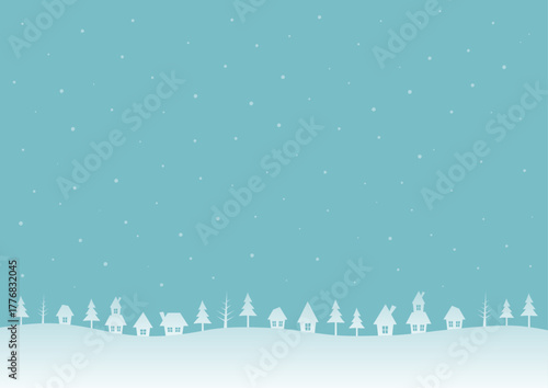 雪が降る冬の街並み