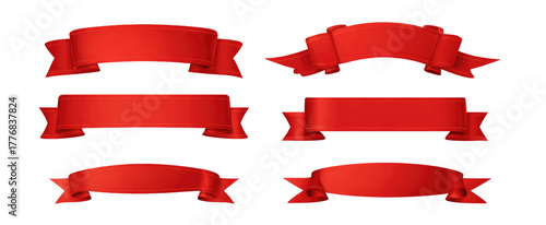 Red ribbon banners set