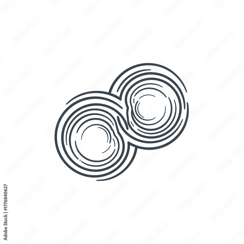 Fototapeta premium Abstract dark lines form interconnected circular shapes.