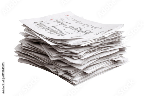 A large stack of papers.  Heavily bundled sheets of white paper