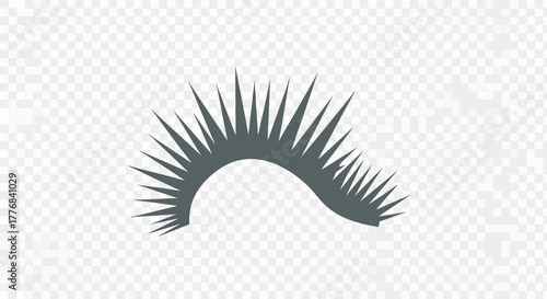 A stylized graphic of eyelashes in a dark gray color.