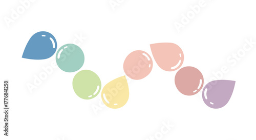 Abstract pastel colored shapes form a wavy line.
