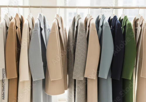 Wallpaper Mural Row of assorted coats hanging indoors Torontodigital.ca