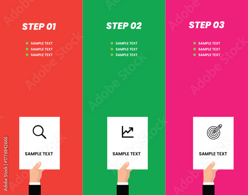 3 Steps of Colorful  Infographic for Business or Marketing	