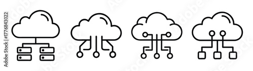 Cloud computing technology network diagram vector illustration cloud storage data solutions design