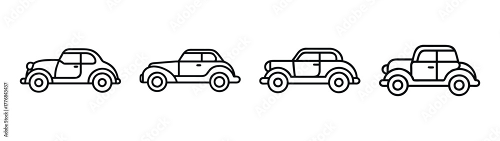Obraz premium Vintage classic car vector illustration set for transportation design and automotive graphics use