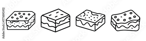 Delicious brownie dessert vector illustration, chocolate brownies, sweet food, bakery squares, treat, pastry, cake