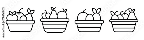 Potted succulents vector art illustration drawing, plant pots graphic design element, outline style