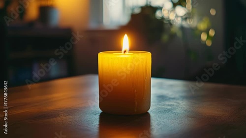 Warm Glow of Lit Tea Light Candle