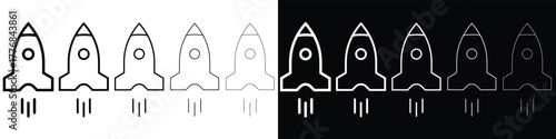 set of rocket icon outline variant
