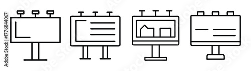Outline advertising billboard sign vector illustration for marketing and promotion campaign