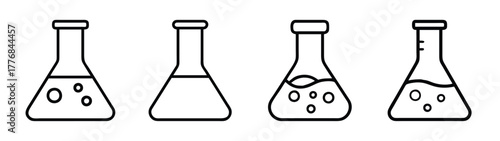 Chemical laboratory glassware beakers and flasks for science experiments and research study vector