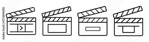Four film clapperboards vector illustration for filmmaking and movie production industry designs and art