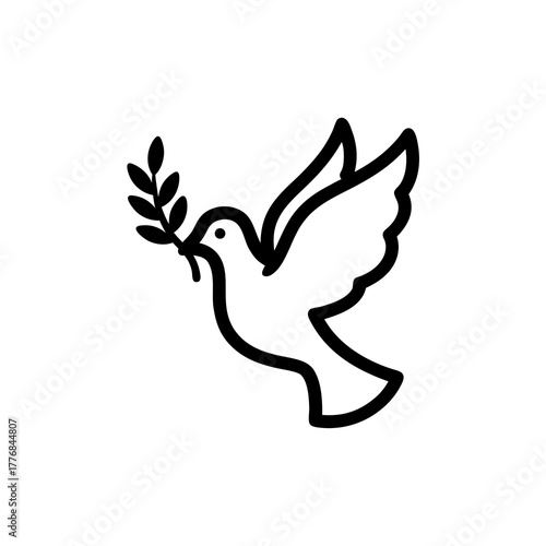 Symbolic Dove of Peace carrying an olive branch, representing hope, harmony, and a message of goodwill for a brighter future