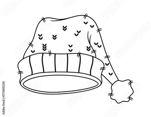 Christmas winter hat black-and-white design