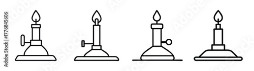 Bunsen burner diagram science lab equipment illustration chemistry physics labware vector drawing