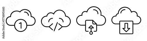 Cloud computing data transfer upload download backup server network storage technology concept vector