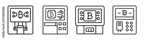 Bitcoin atm machine cryptocurrency digital currency finance technology investment vector design