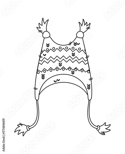 Cute black-and-white winter beanie hat