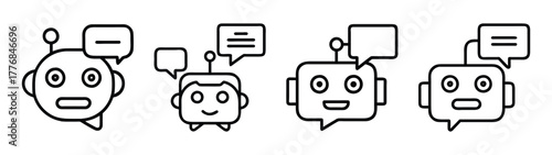 Ai chatbot technology communication concept with robots talking and speech bubbles vector design