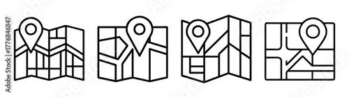 Vector map location pin icon set for travel navigation gps destination and direction guide