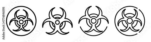 Biohazard symbol vector set, biological hazard warning sign, danger caution biohazard symbol vectors
