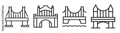 Bridge illustration collection of famous bridges architecture and engineering design black and white art
