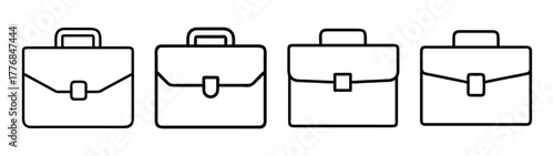 Briefcase vector set, business portfolio, leather bag, office bag, document case, satchel, handle bag
