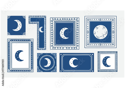 Stylized crescent moon on a light blue background, vector illustration 