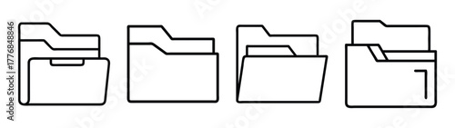 Vector file folder icon set for document management and organization in business and personal use