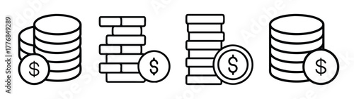 Stacks of money coins vector illustration for finance investment and business concept design 90