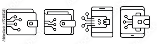 Digital wallet concept for cryptocurrency and secure online banking mobile payment technology design