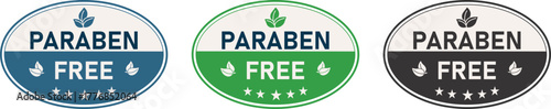 Paraben Free | Paraben Free Product Badges | Vector Set of Blue, Green, and Black Labels for Cosmetic and Personal Care Products