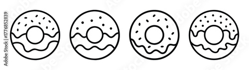 Four donuts vector illustration clip art drawing donuts with sprinkles and frosting design sweet food