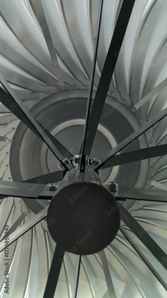 Video „A view from inside an air duct showing a rotating deflector and ...