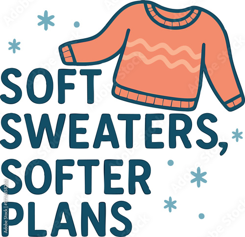 Soft sweaters with cozy winter theme and casual warm clothing design for cold seasons fashion vector illustration