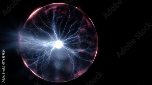 Wallpaper Mural A stunning visual of a plasma globe showcasing electric arcs. This image features vibrant colors and intricate patterns. Perfect for science concepts and educational materials. AI Torontodigital.ca