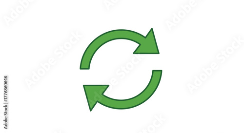 Green arrows indicating a cycle, refresh or turnaround on a white background