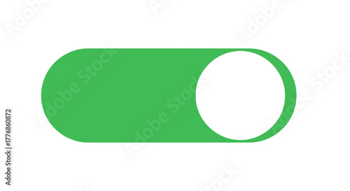 Green toggle switch button in the off position on a white background