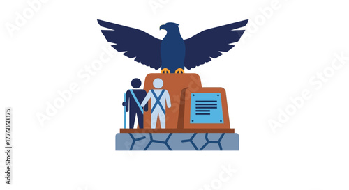 National aboriginal veterans monument featuring an eagle with figures silhouette