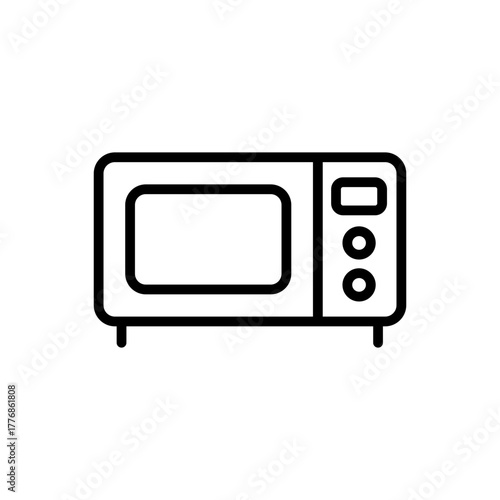 Outline microwave oven kitchen heating line art
