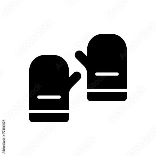 Oven mitt glove flat icon kitchen baking safety
