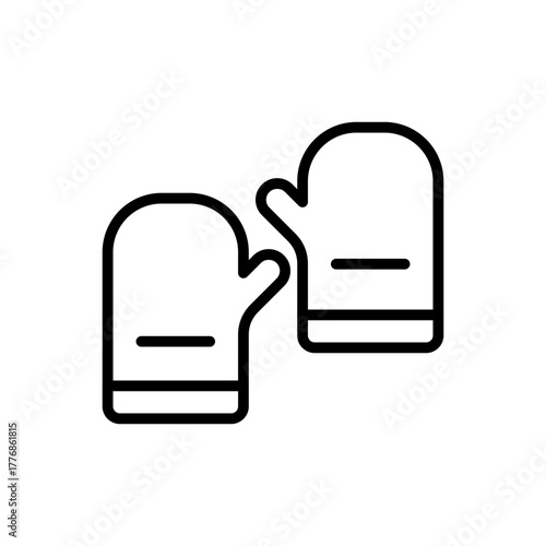 Outline oven mitt glove kitchen baking line art
