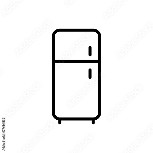 Outline refrigerator kitchen appliance food storage line art
