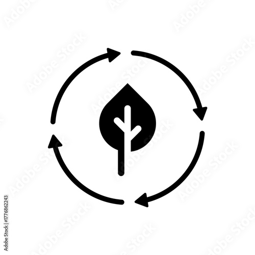 Eco circle leaf green energy sustainable flat icon
