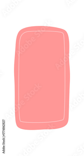 Handdrawn patch with fluid squiggle rectangle shape creates a bold background for text. Organic blob forms a label and frame in modern banner concept. Versatile shape and soft pink color for