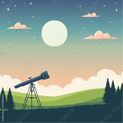 Astronomy concept with starry night sky