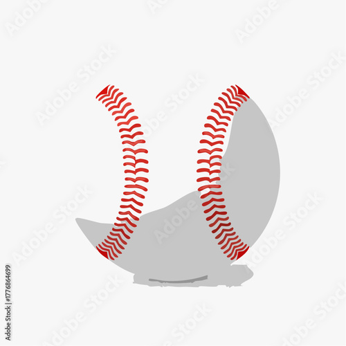 Baseball vector illustration - white athletic ball with professional red stitchingf