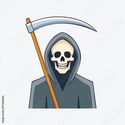 Grim reaper - death in black cloak holding scythe